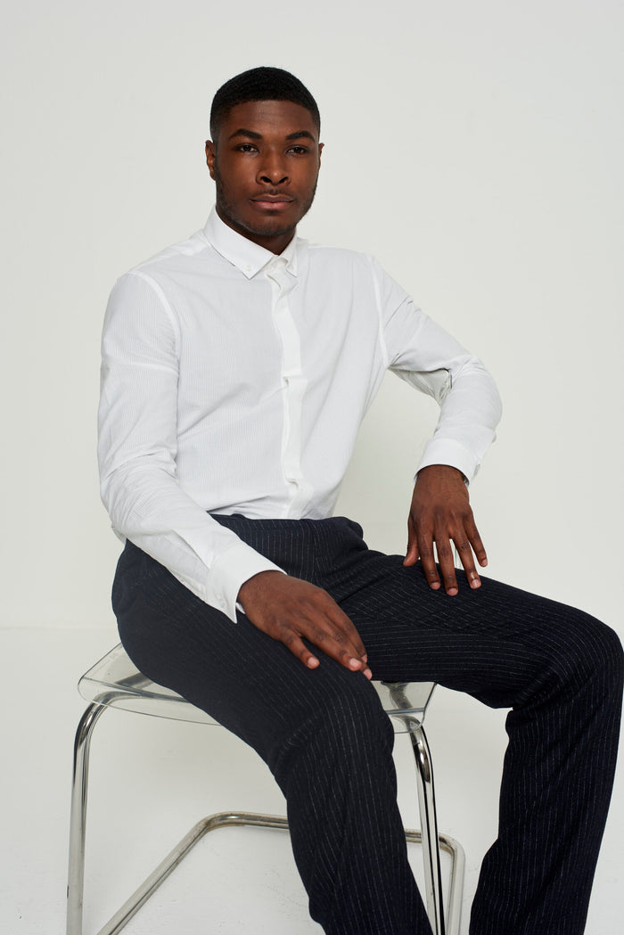 SEERSUCKER BUTTON-DOWN COLLAR SHIRT