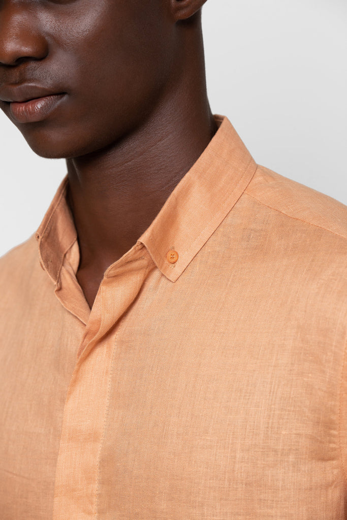 BUTTON-DOWN COLLAR LINEN SHIRT MEN'S